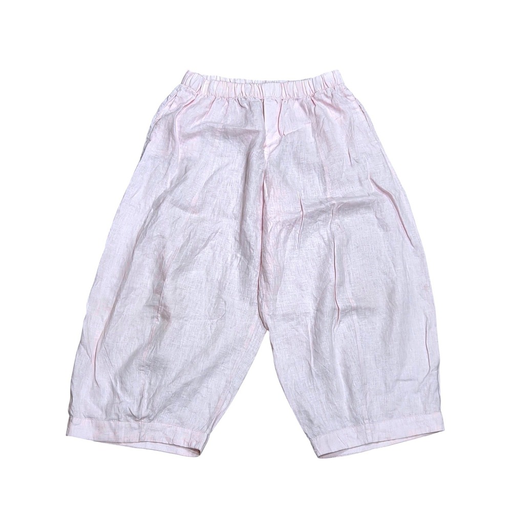 Zara Balloon Barrel Pink Linen Relaxed Barrel Leg Lagenlook Coastal Pants Large